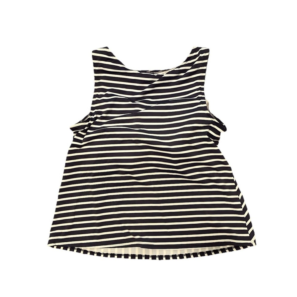 Lands' End High Neck Tankini Swim Top Size 18W DD Navy White Stripes Modest - Picture 4 of 6